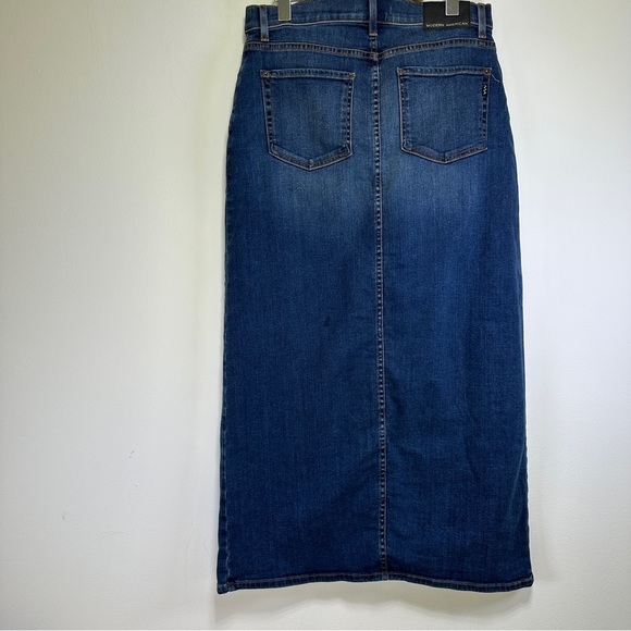 Modern American Maxine Midi Denim Skirt – High Waist Dark Wash Jean Skirt - Picture 3 of 7